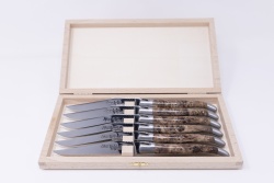 coffret 6 couteaux de table en bois d'olivier